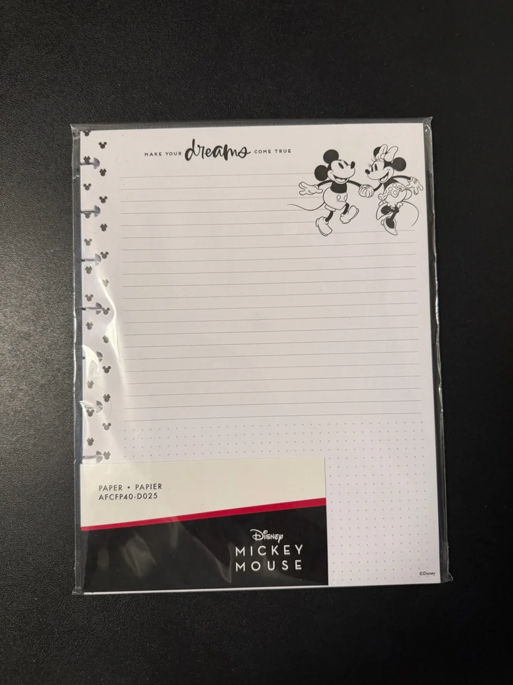The Happy Planner Disney Mickey Mouse Black & White Lined/Dot Notepad